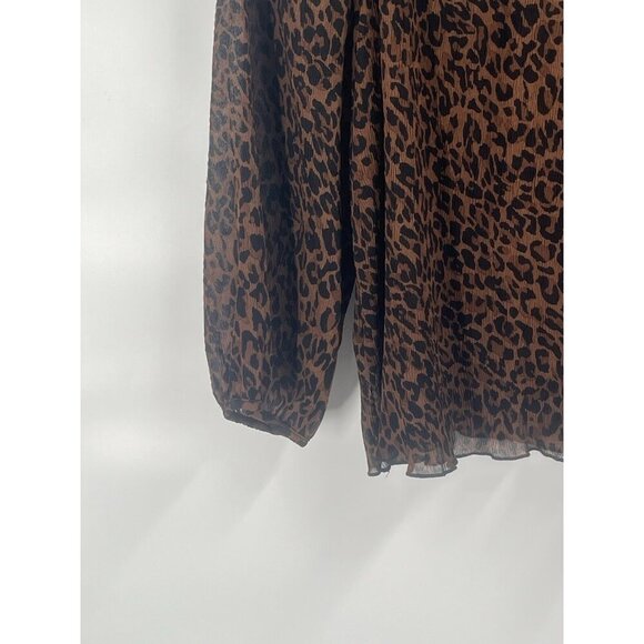 Zara Sheer Animal Print Blouse Sz Large Long Skeeve - Picture 2 of 5